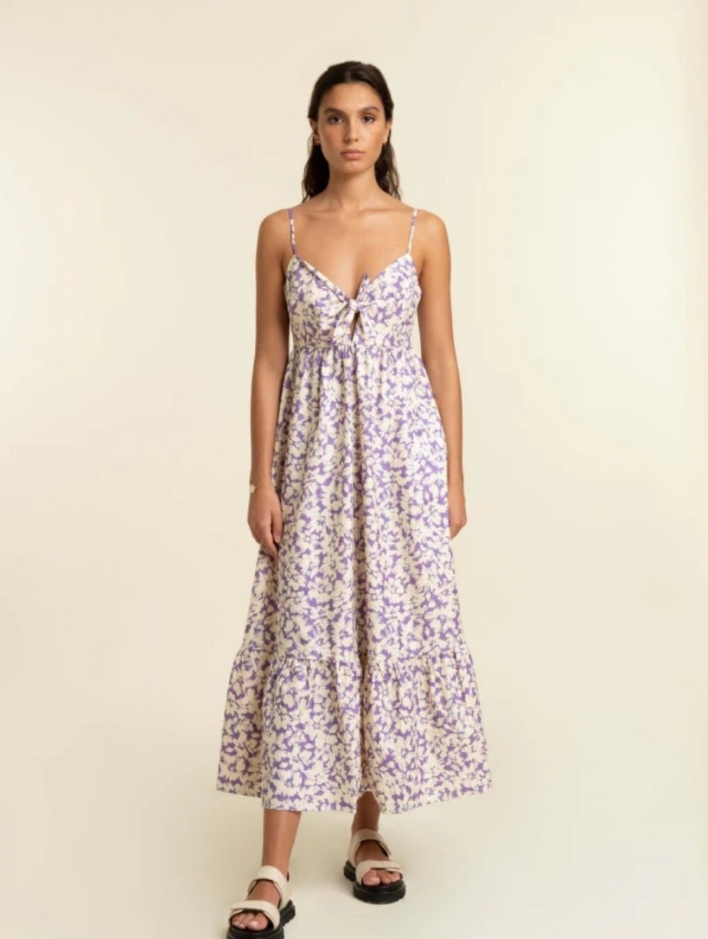 FRNCH Paris - Kleid Nadege lila Floral Tie-Front Maxi Dress Size Large